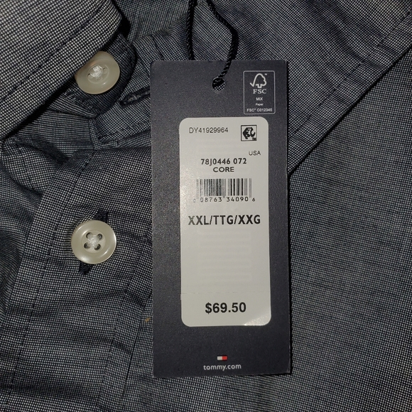 Tommy Hilfiger Gray Long Sleeve Collared Button Down Shirt Men's Sz. XXL NWT - Picture 4 of 7
